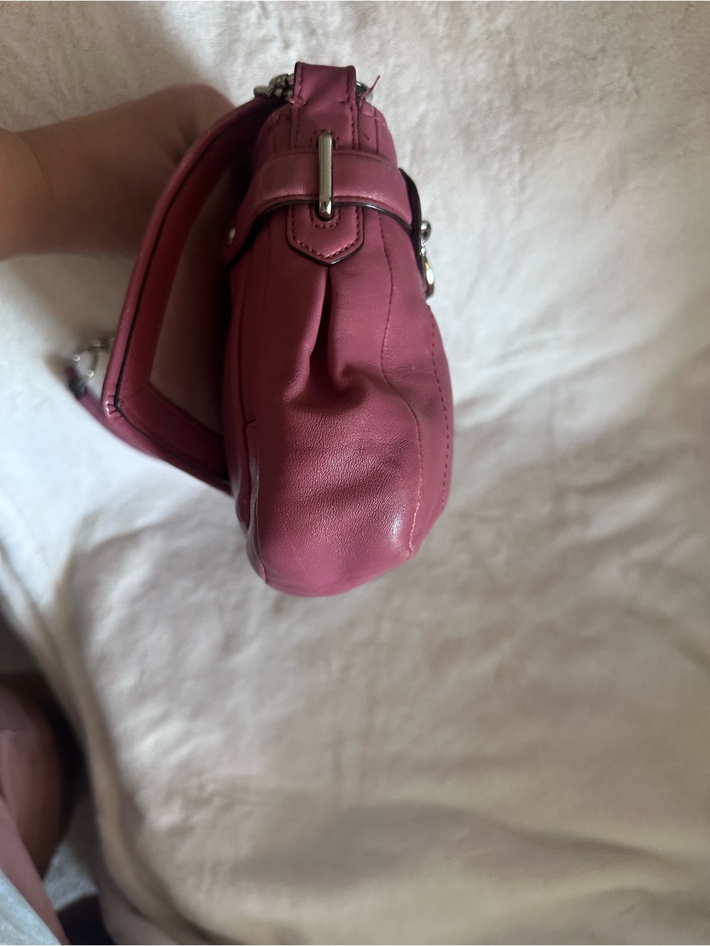 Coach Pink Leather Shoulder Bag with Silver Chain Strap - Picture 11 of 15